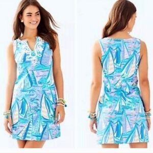 Lilly Pulitzer Harper Shift Dress Sz Med Sail Boat Print